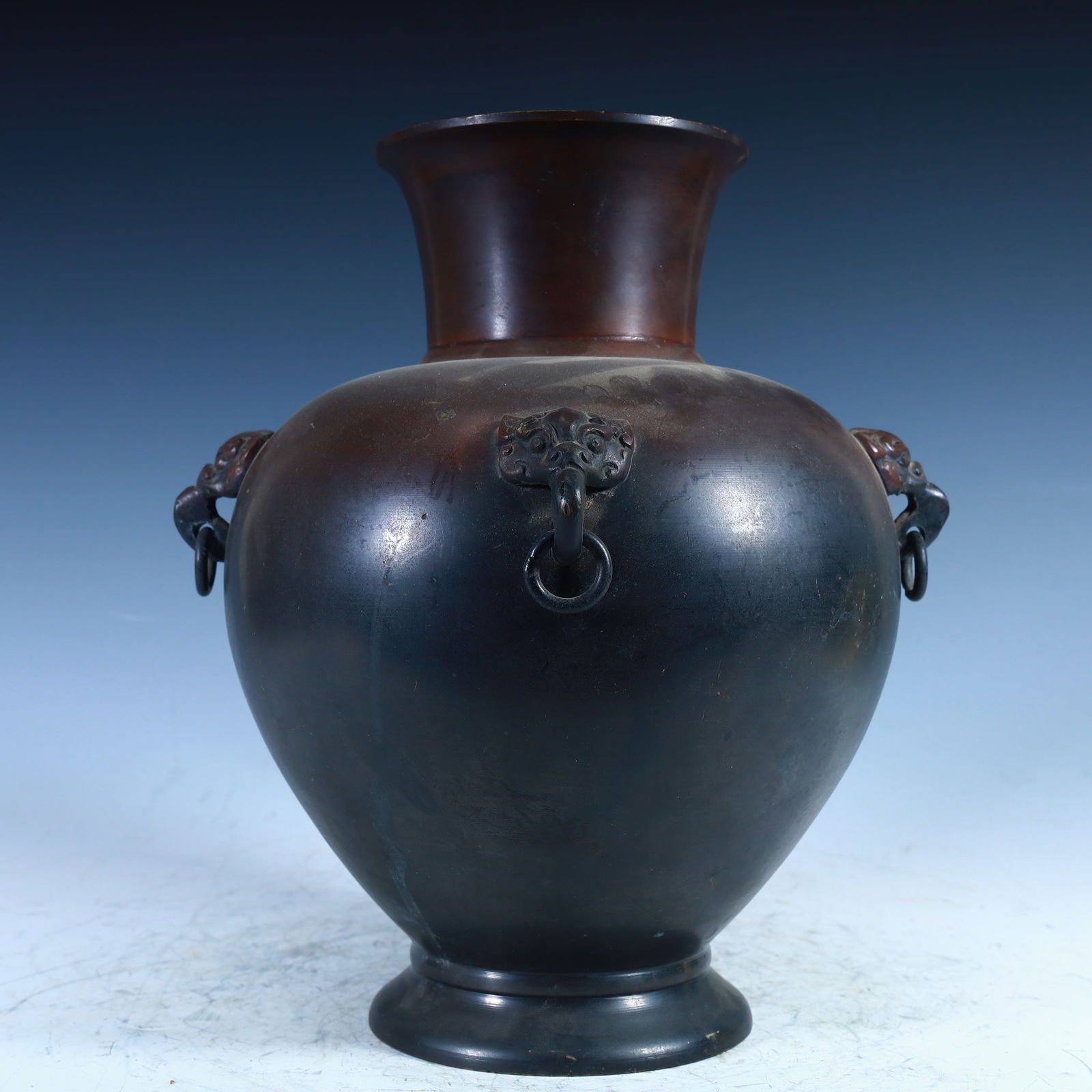 A Han Dynasty copper beast head ring pot - 3