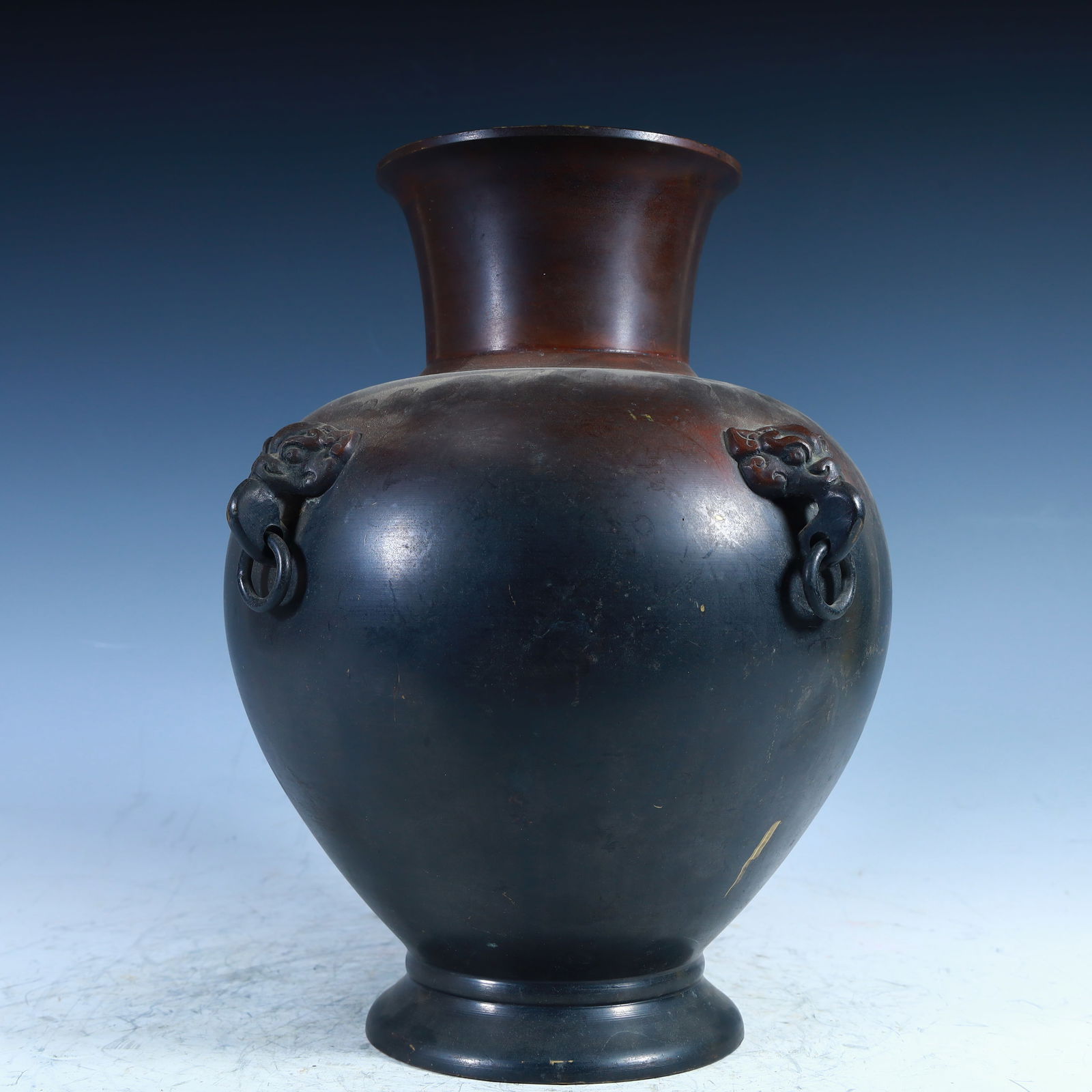 A Han Dynasty copper beast head ring pot - 4