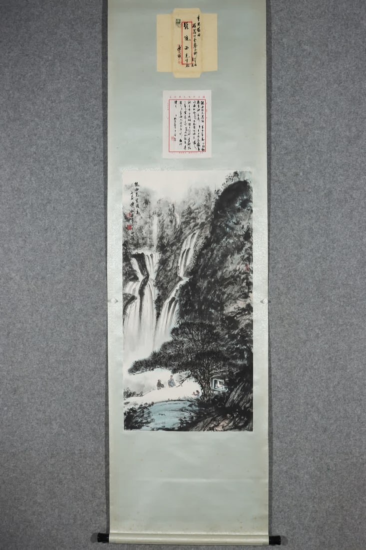 A landscape painting by Fu Baoshi: Fu Baoshi's landscape paintings SIZE: L:99x50cm (The Dimensions Of All Batches Are Manually Measured.If You Need More Detailed Information, Please Contact Our Customer Service Before Bidding.)