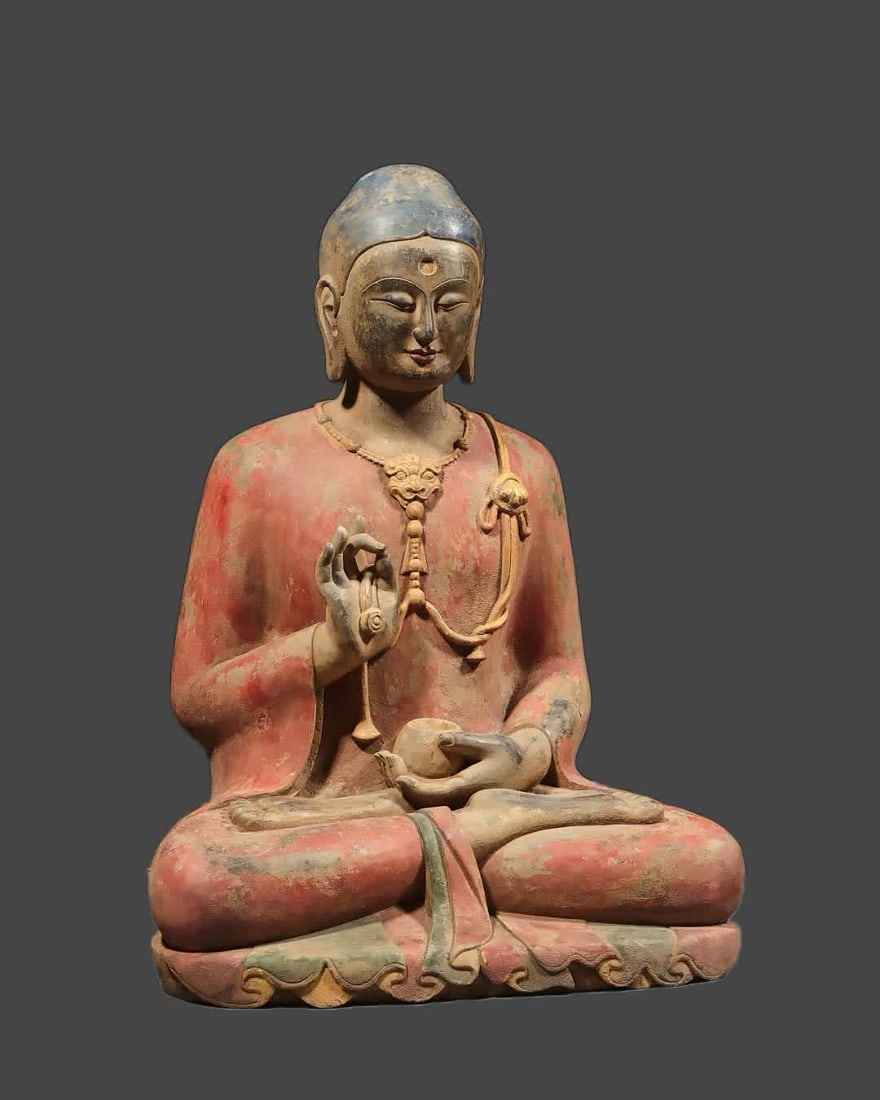 A bluestone painted statue - 3