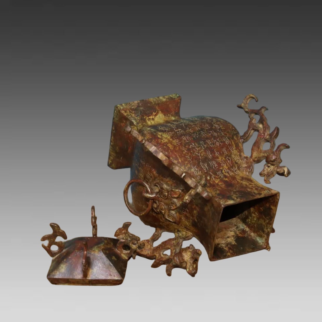 A bronze four-dragon jar - 7