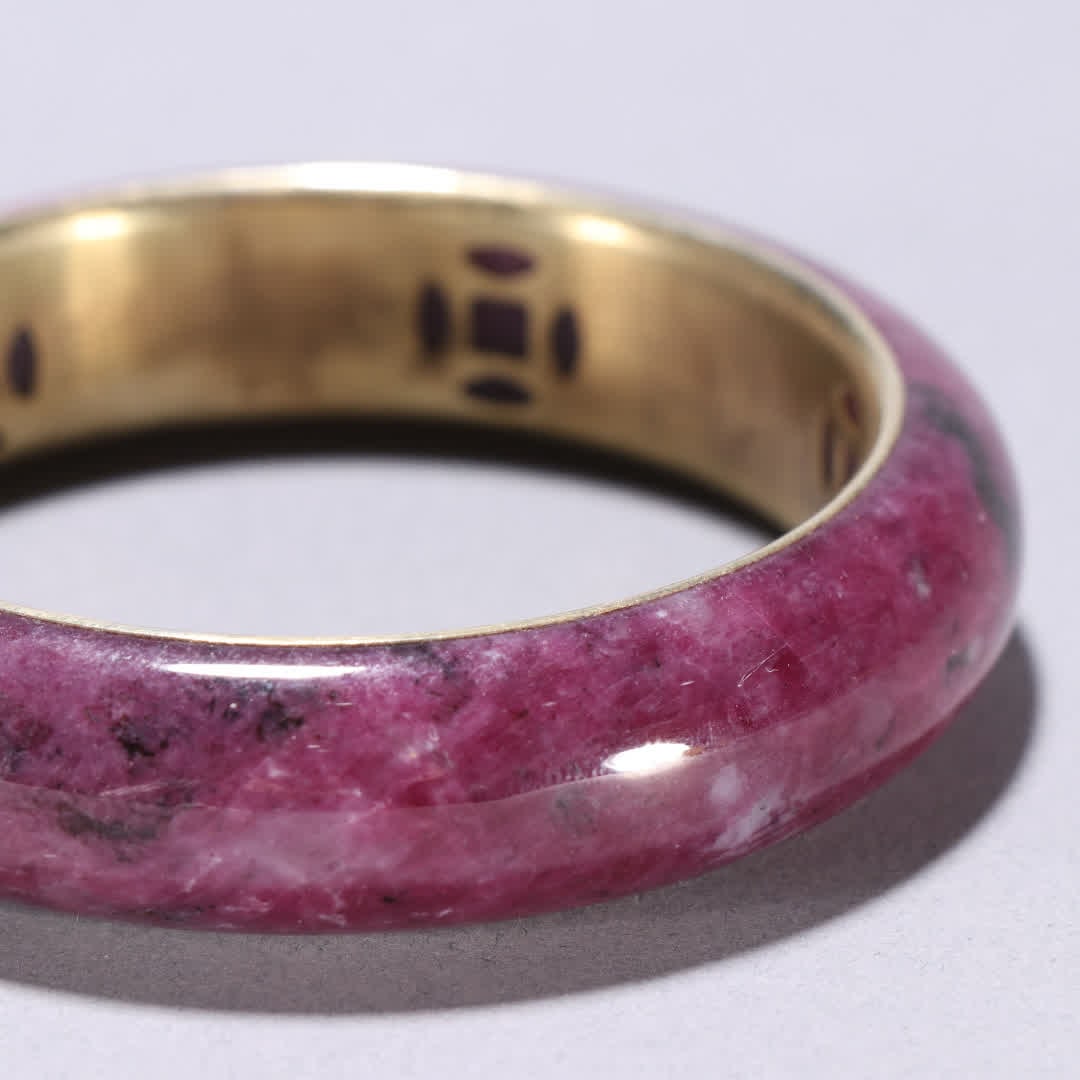 A Qing Dynasty ruby gold-filled bracelet - 8