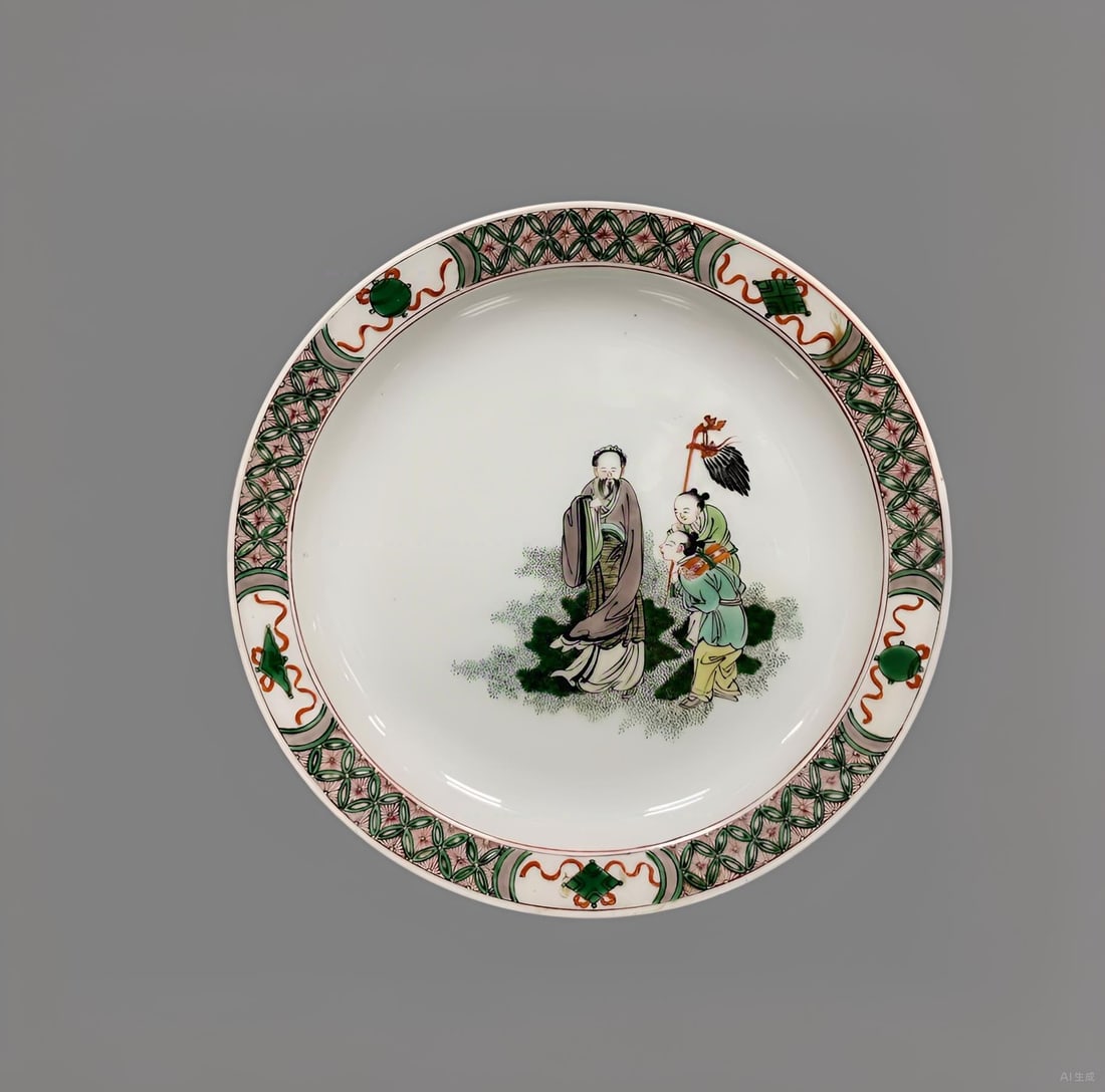 A story plate of Qing Dynasty pastel characters: Qing Dynasty pastel character story plate SIZE: D:18.5cm (The Dimensions Of All Batches Are Manually Measured.If You Need More Detailed Information, Please Contact Our Customer Service Before