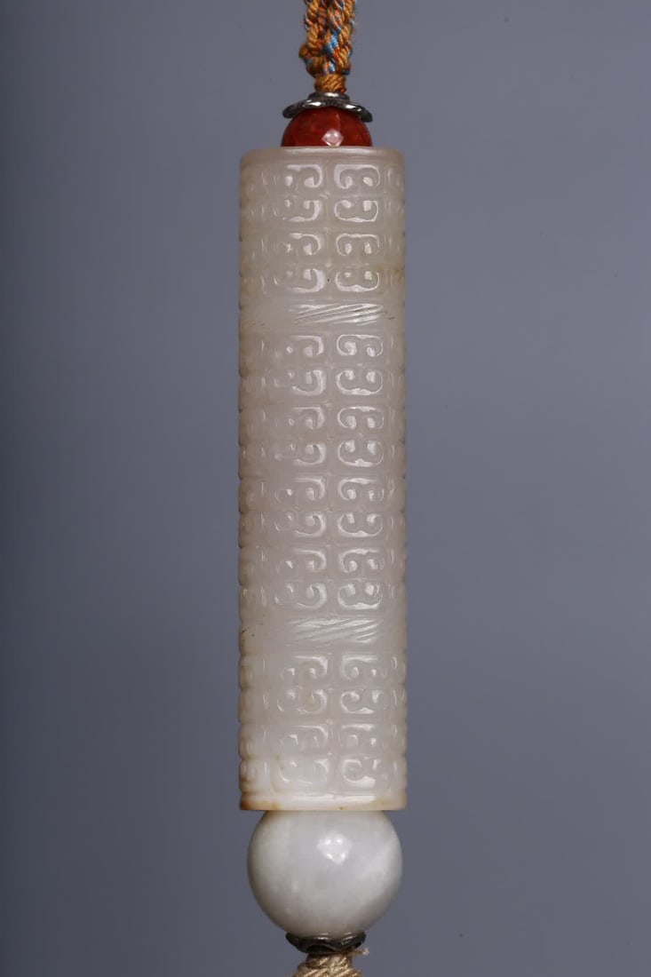 A Qing Dynasty Hetian jade drum nail pattern - 2