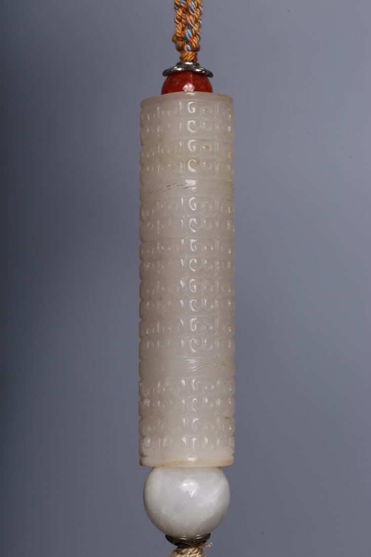 A Qing Dynasty Hetian jade drum nail pattern - 3