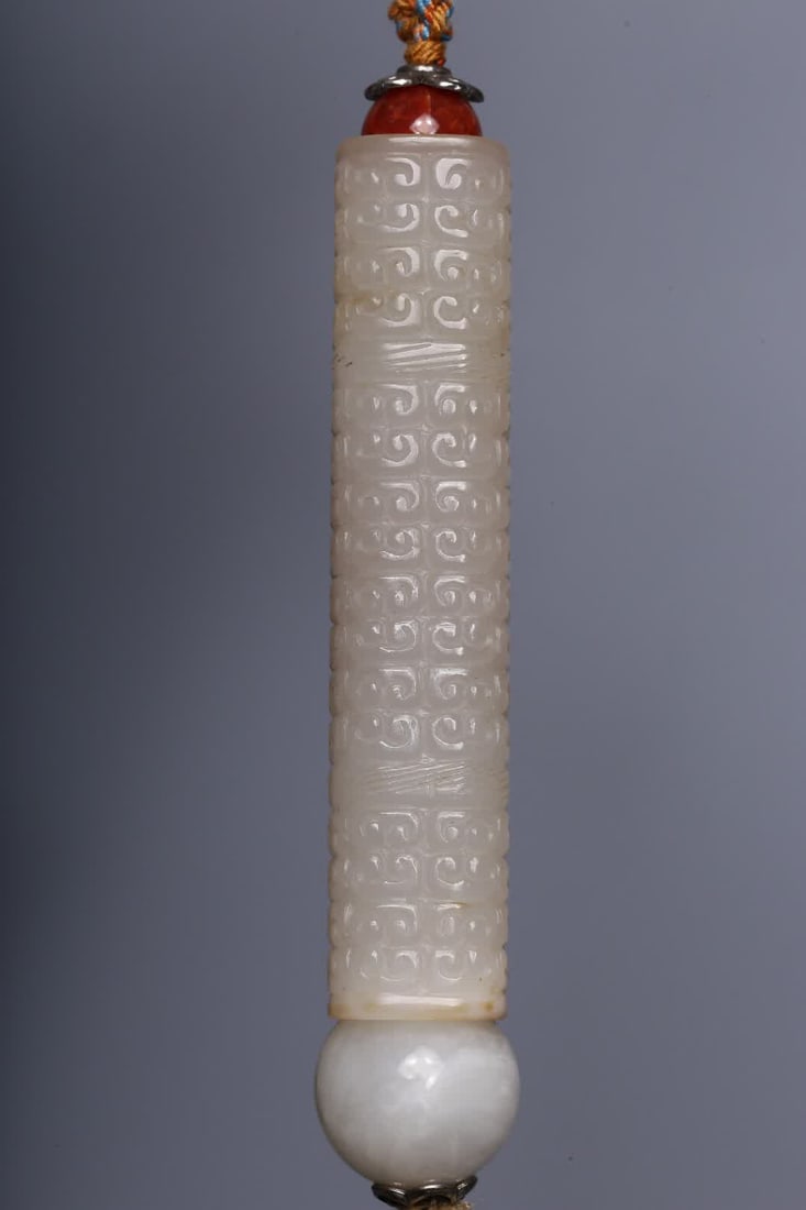 A Qing Dynasty Hetian jade drum nail pattern - 4