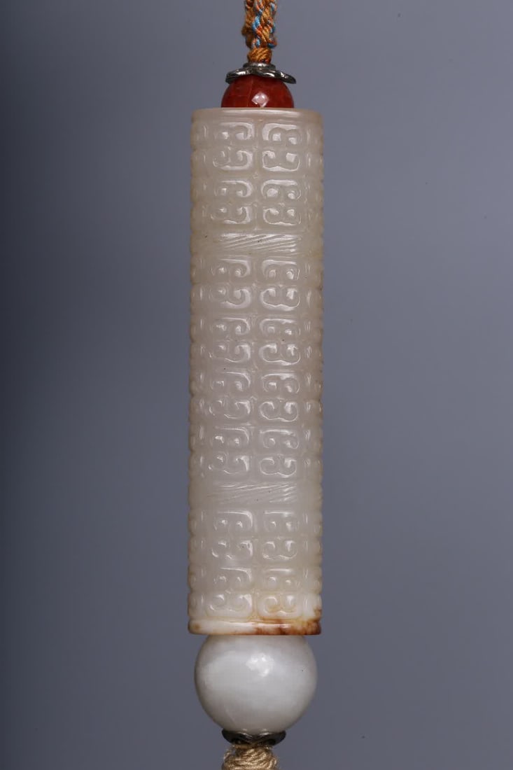 A Qing Dynasty Hetian jade drum nail pattern - 5