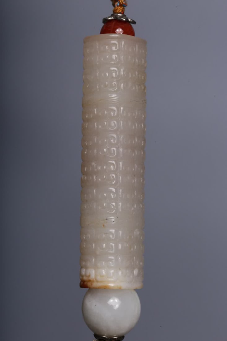 A Qing Dynasty Hetian jade drum nail pattern - 6