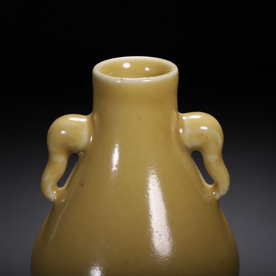 A Qing Dynasty yellow glazed bottle - 2