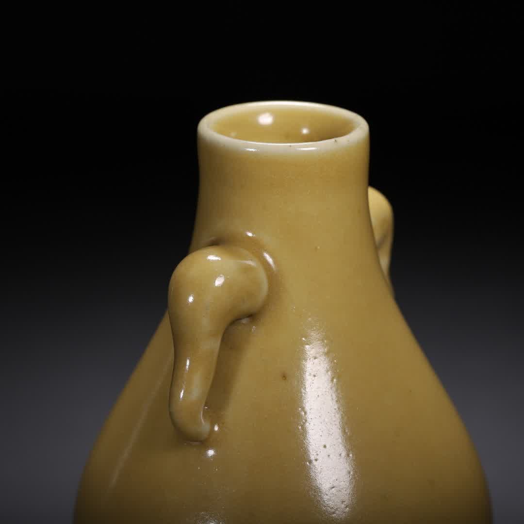 A Qing Dynasty yellow glazed bottle - 4