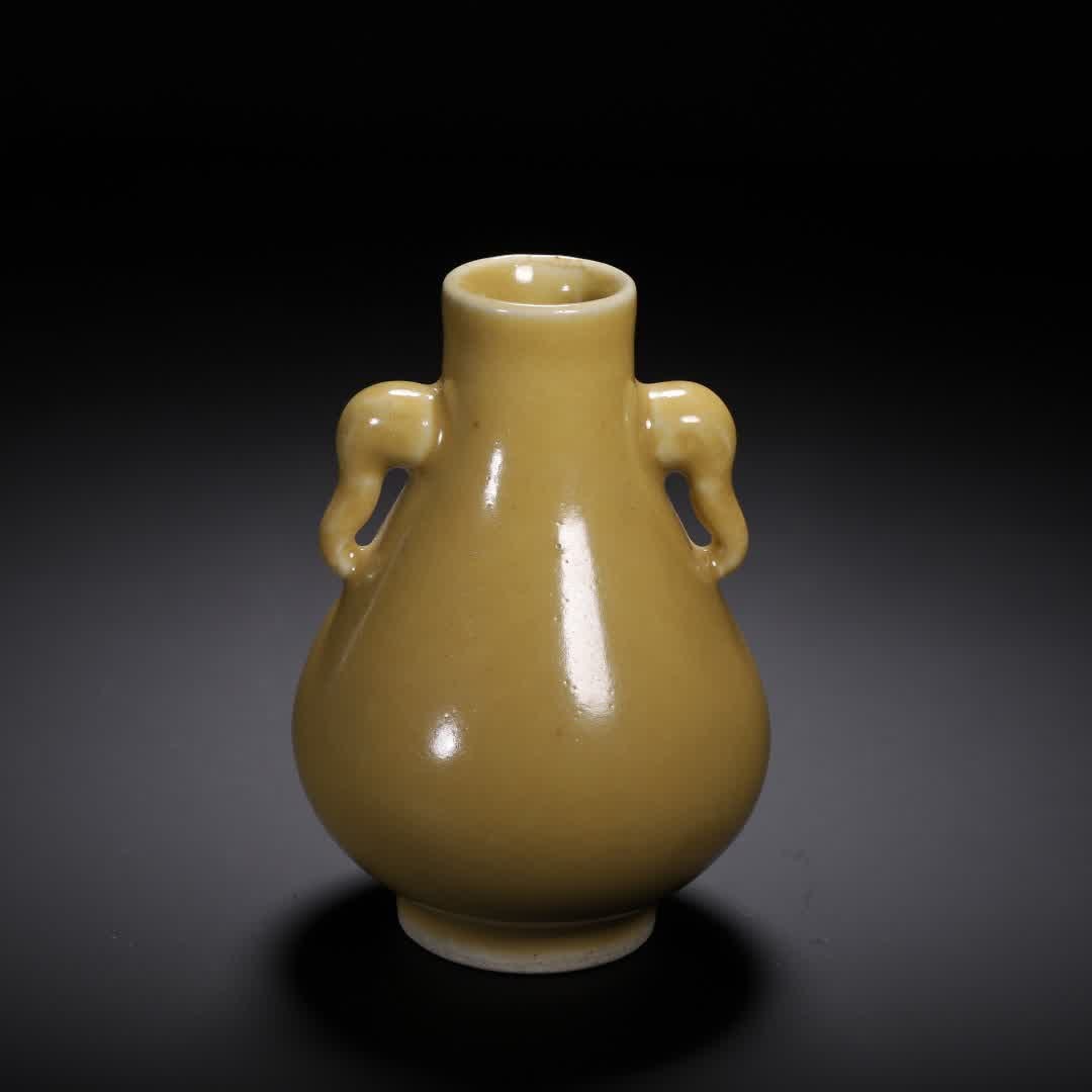A Qing Dynasty yellow glazed bottle - 7