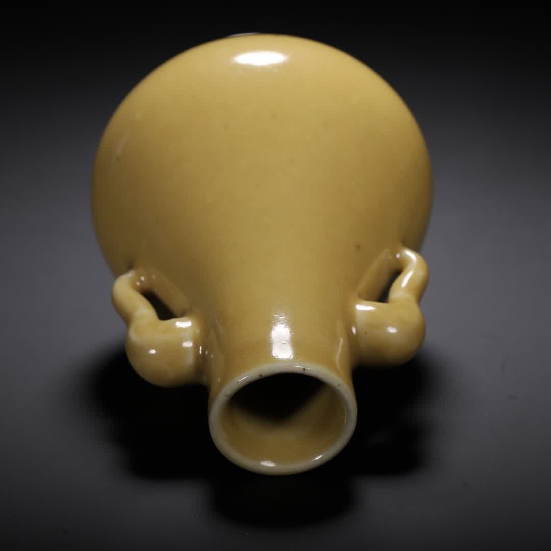 A Qing Dynasty yellow glazed bottle - 8