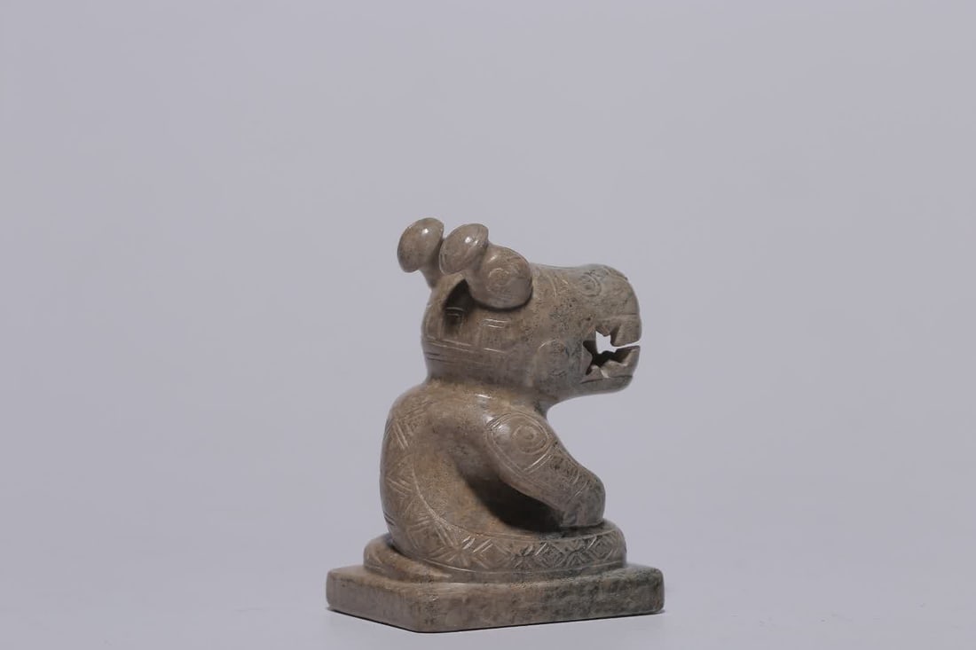 A Hetian jade dragon button seal - 3