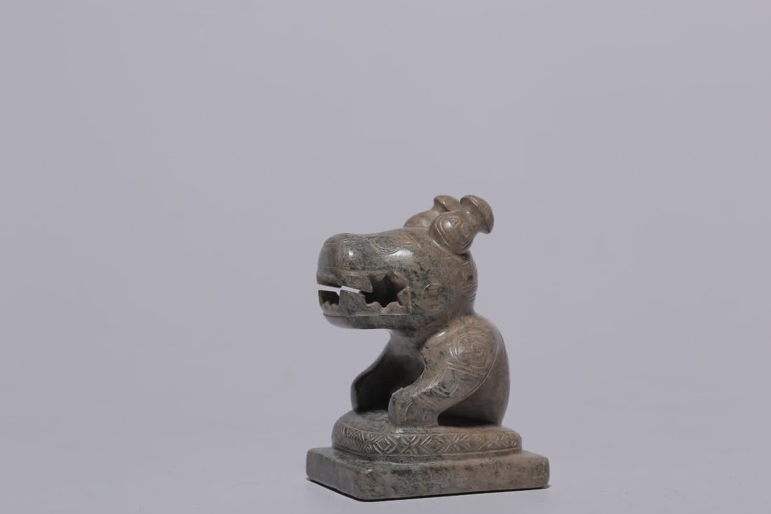 A Hetian jade dragon button seal - 5