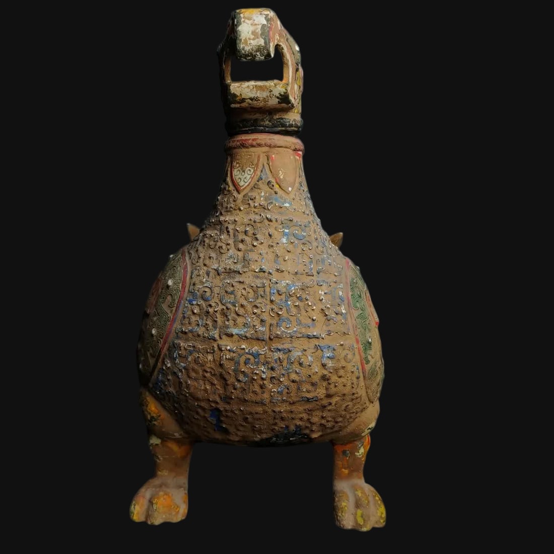 A War Han bronze painted bird statue - 4