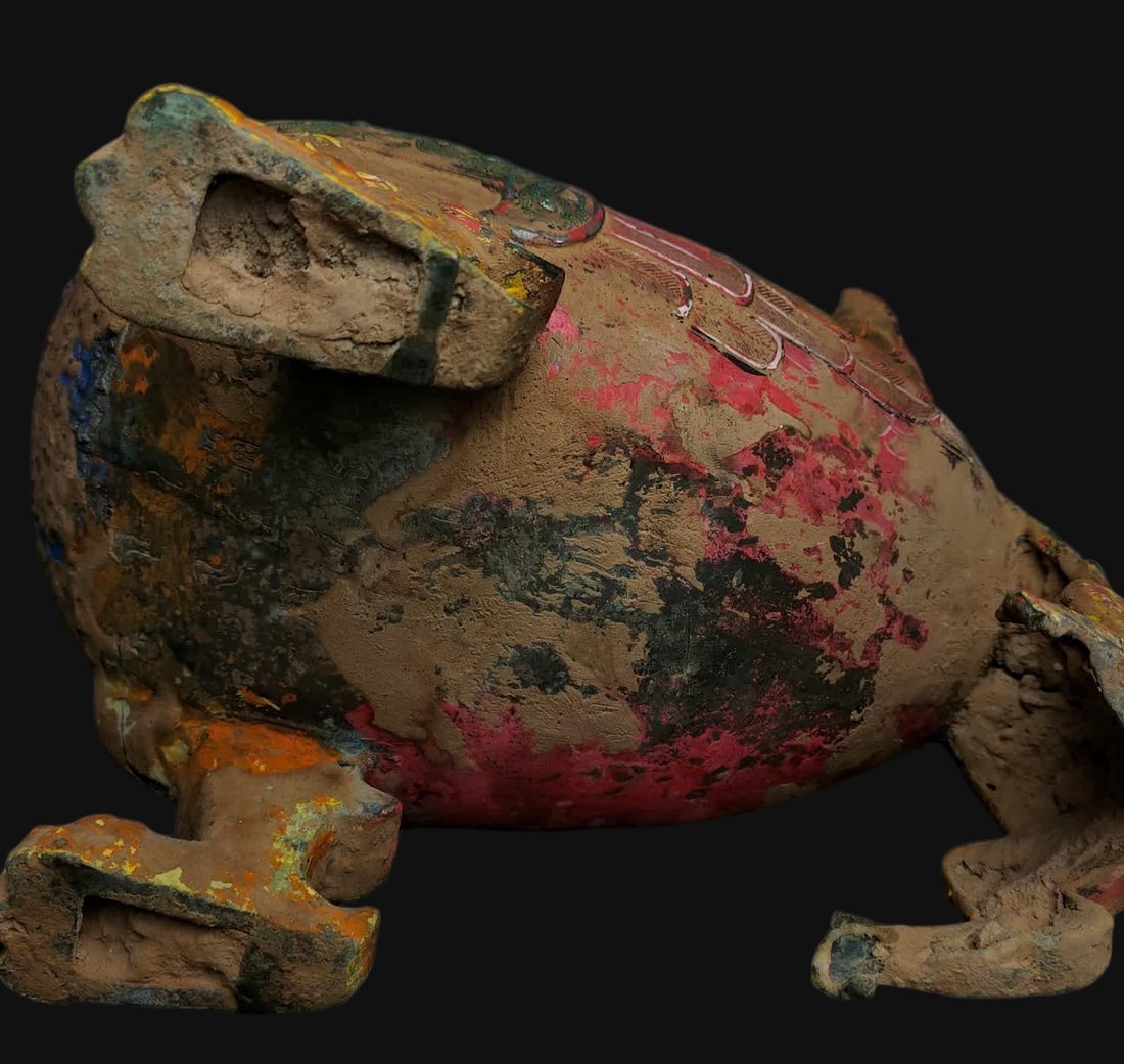 A War Han bronze painted bird statue - 9