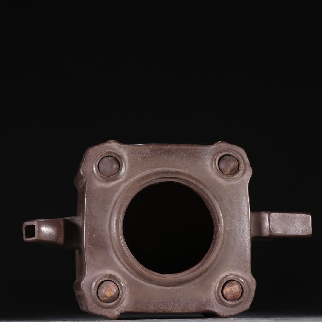 A Chen Mingyuan purple sand square beast button teapot - 8