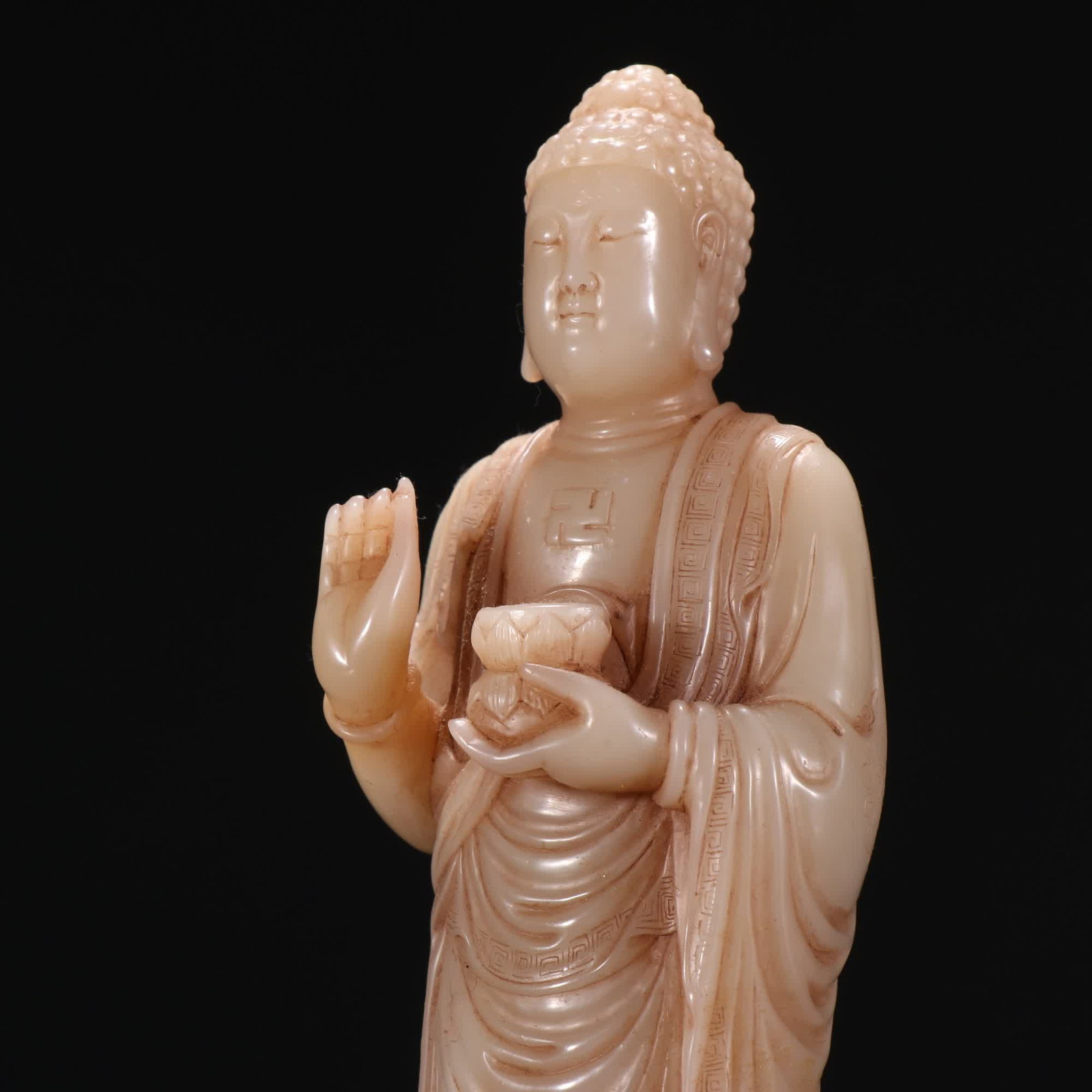 A Qing Dynasty Shoushan stone Buddha pattern statue - 5