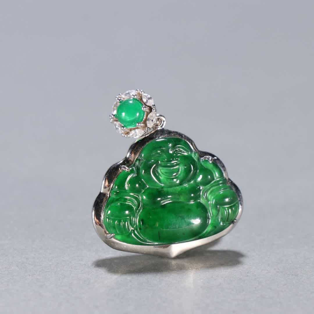 A jade Maitreya pendant - 7