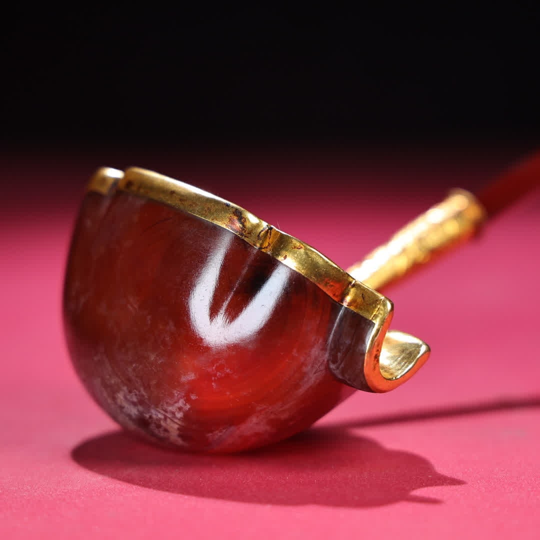 A Han Dynasty agate copper gilt spoon - 8