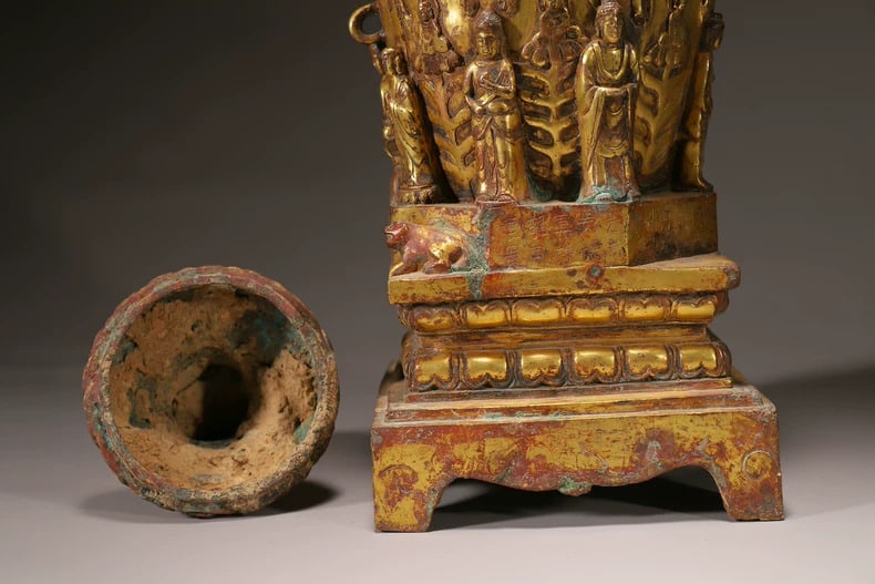 A copper gilt stupa - 3