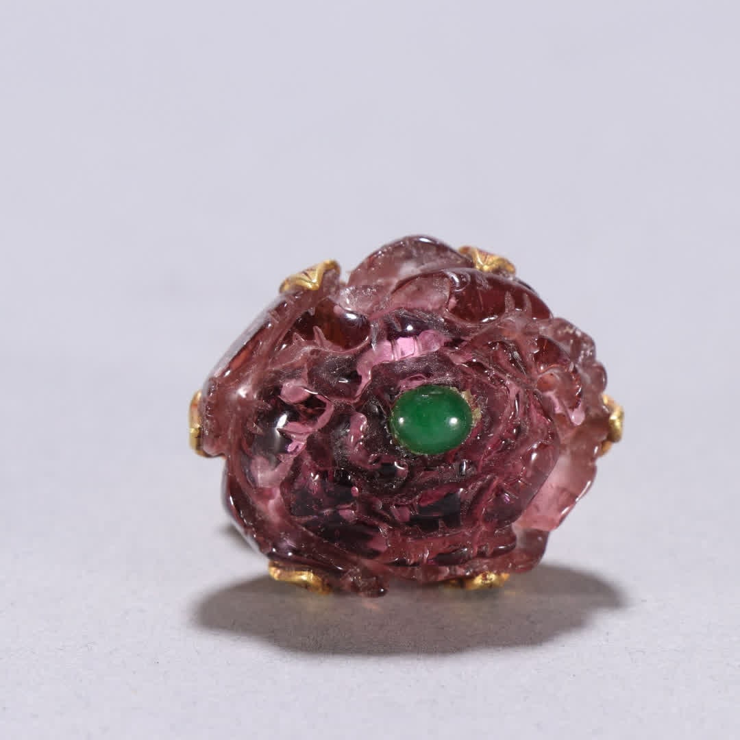 A Qing Dynasty silver-gilt tourmaline pattern ring - 3