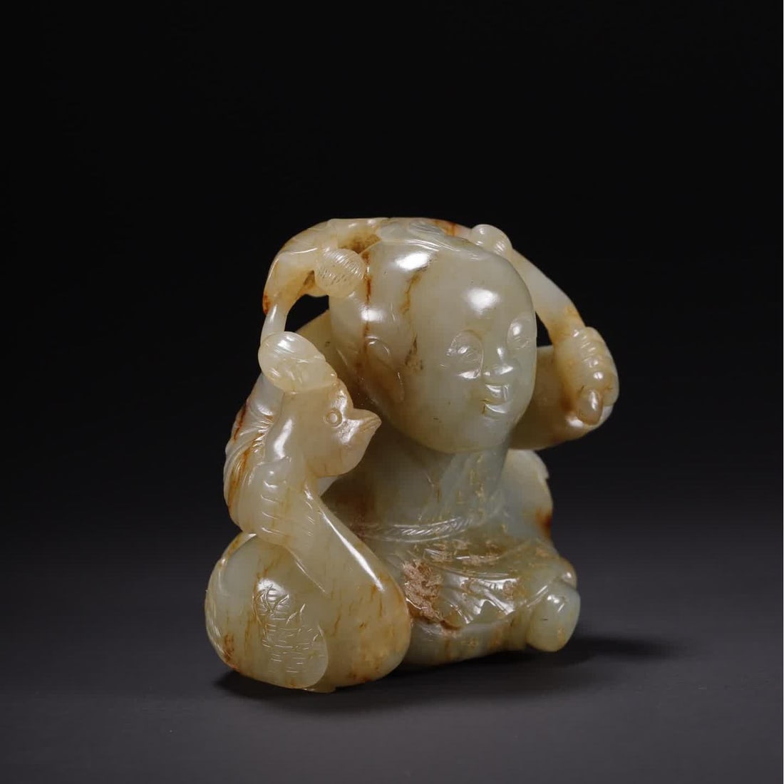 A Hetian jade boy playing goose - 2