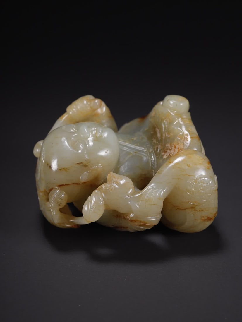 A Hetian jade boy playing goose - 8