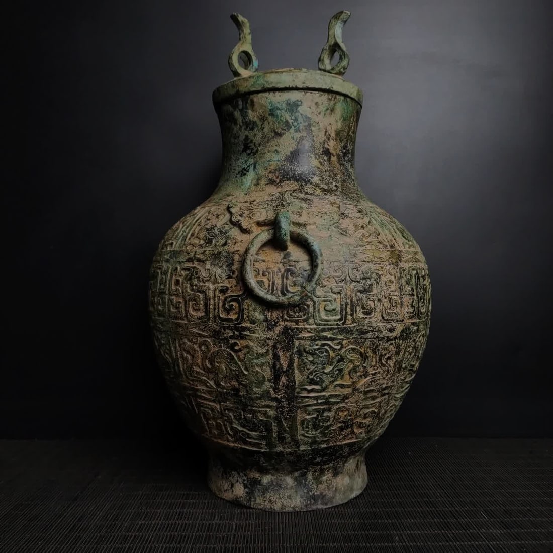 A Warring States bronze dragon pattern round vase - 4