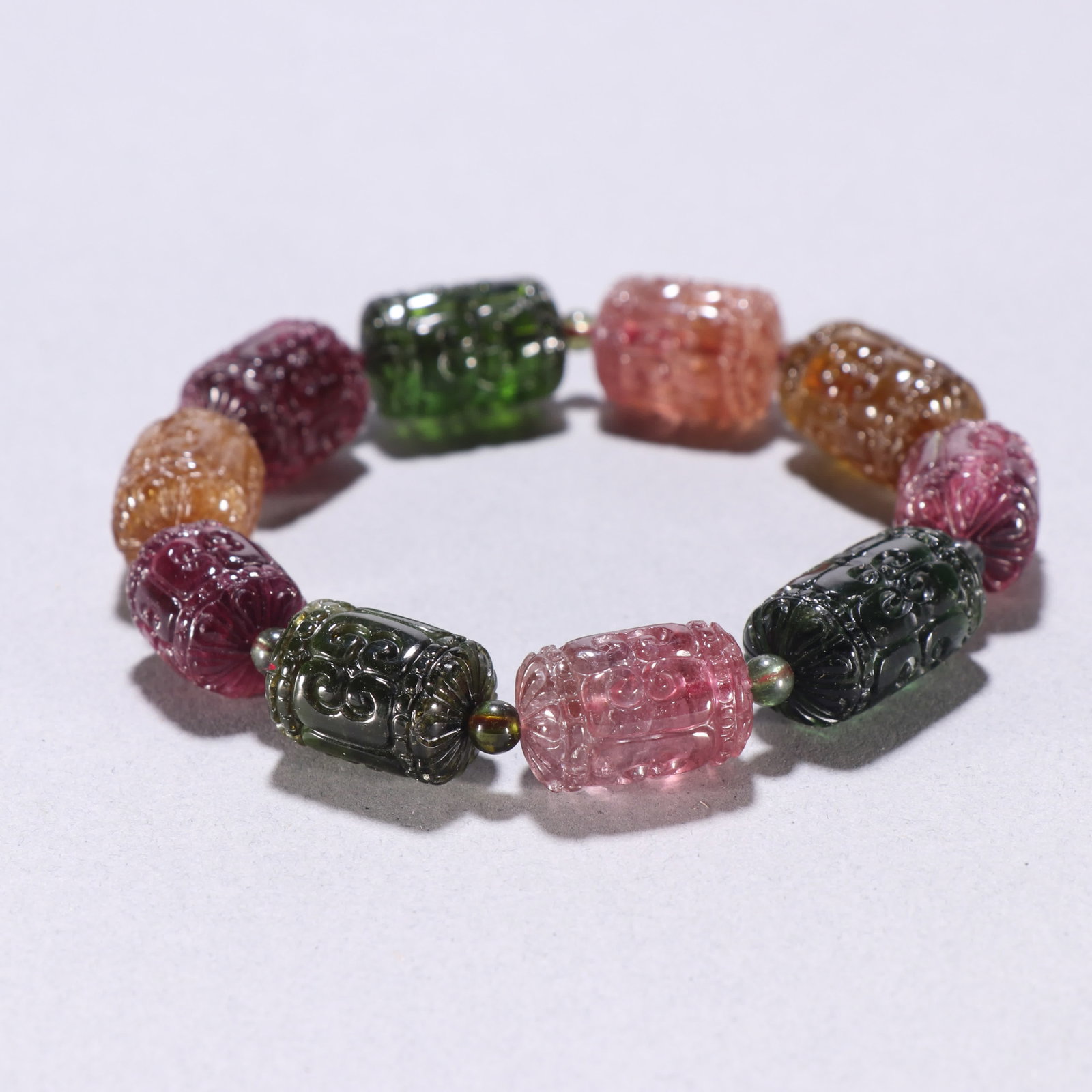A tourmaline barrel bead bracelet - 6