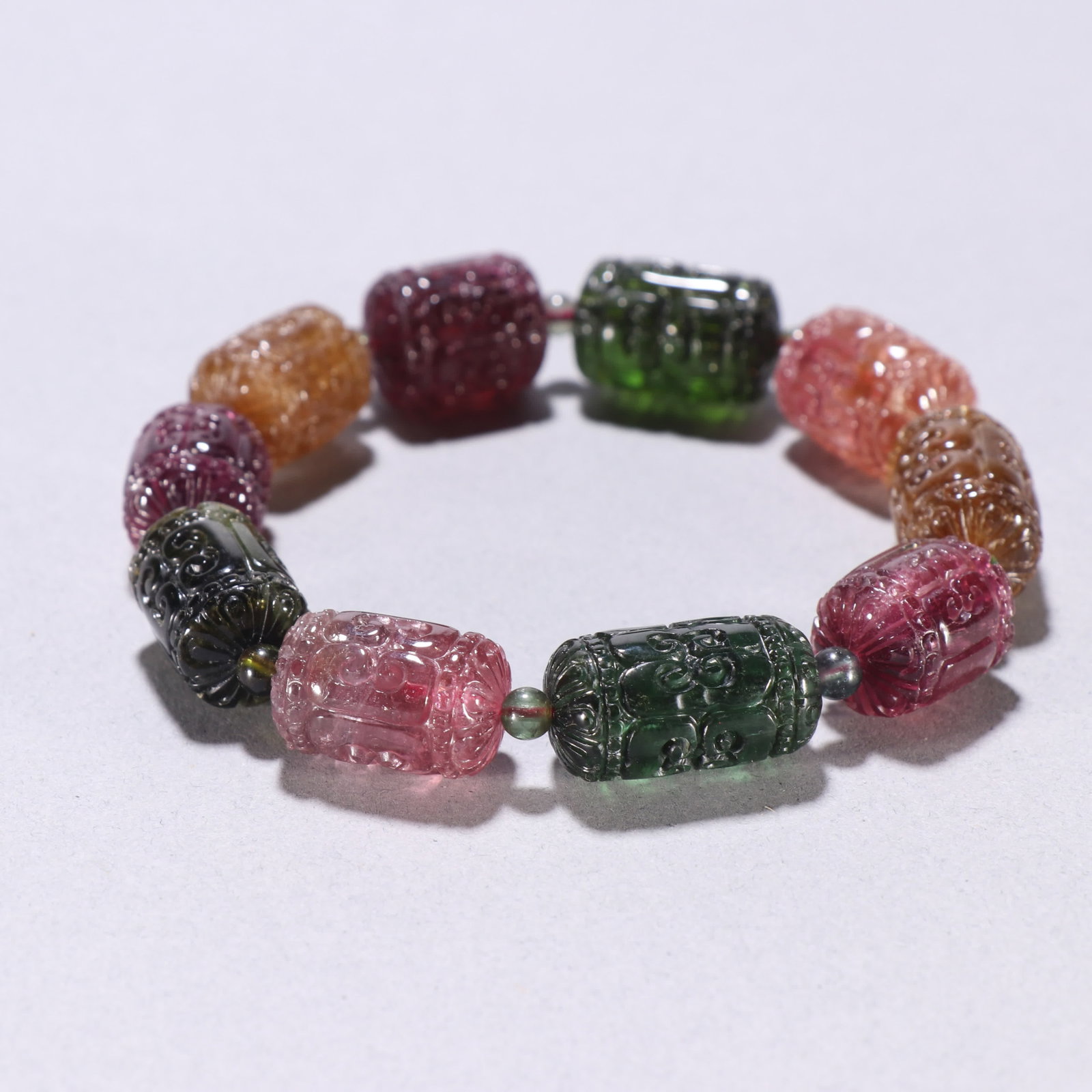 A tourmaline barrel bead bracelet - 7