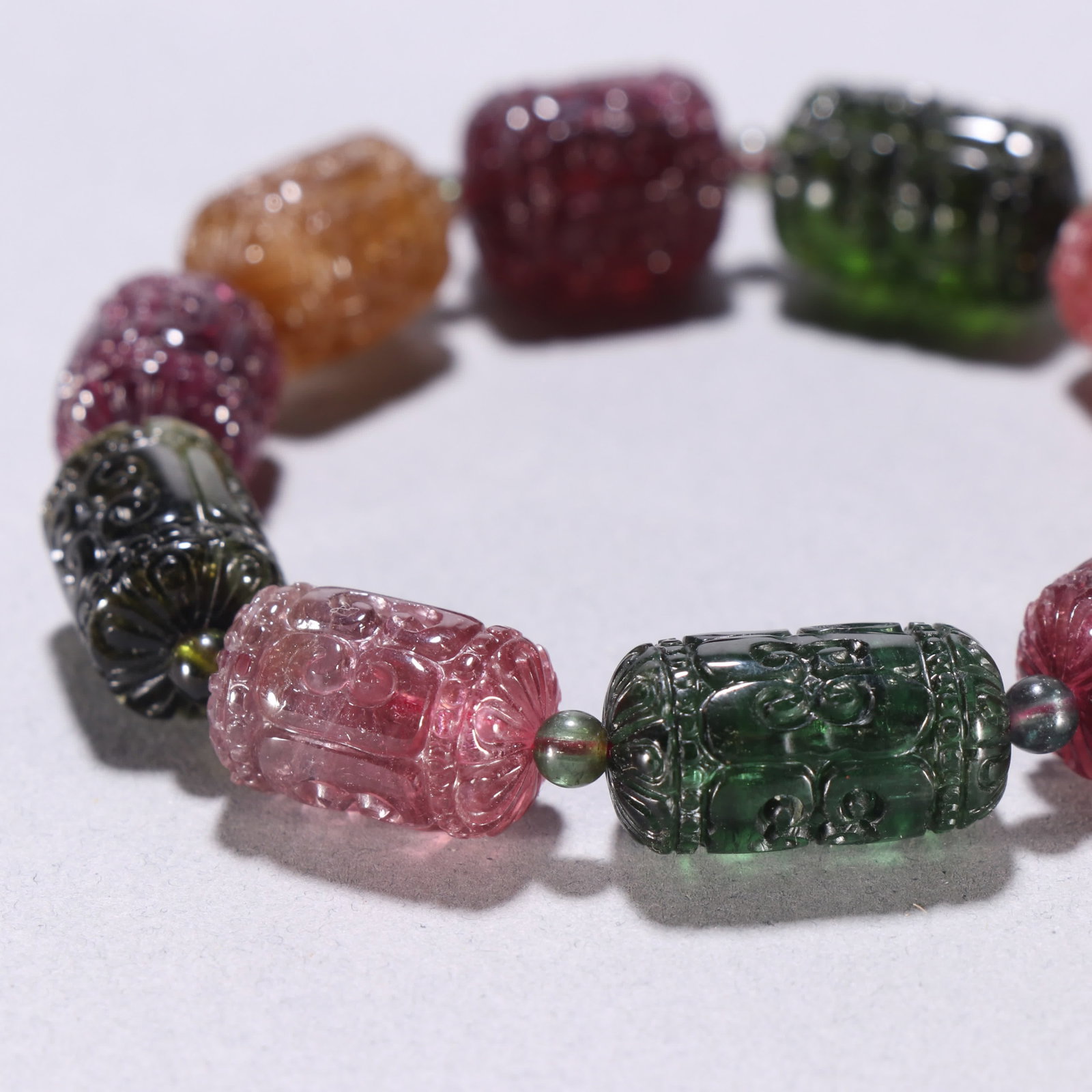 A tourmaline barrel bead bracelet - 8