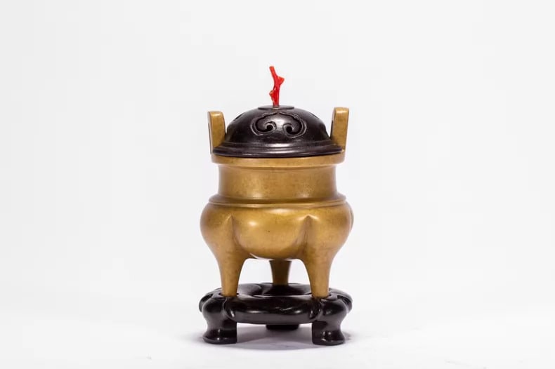 A copper gilt incense burner - 5