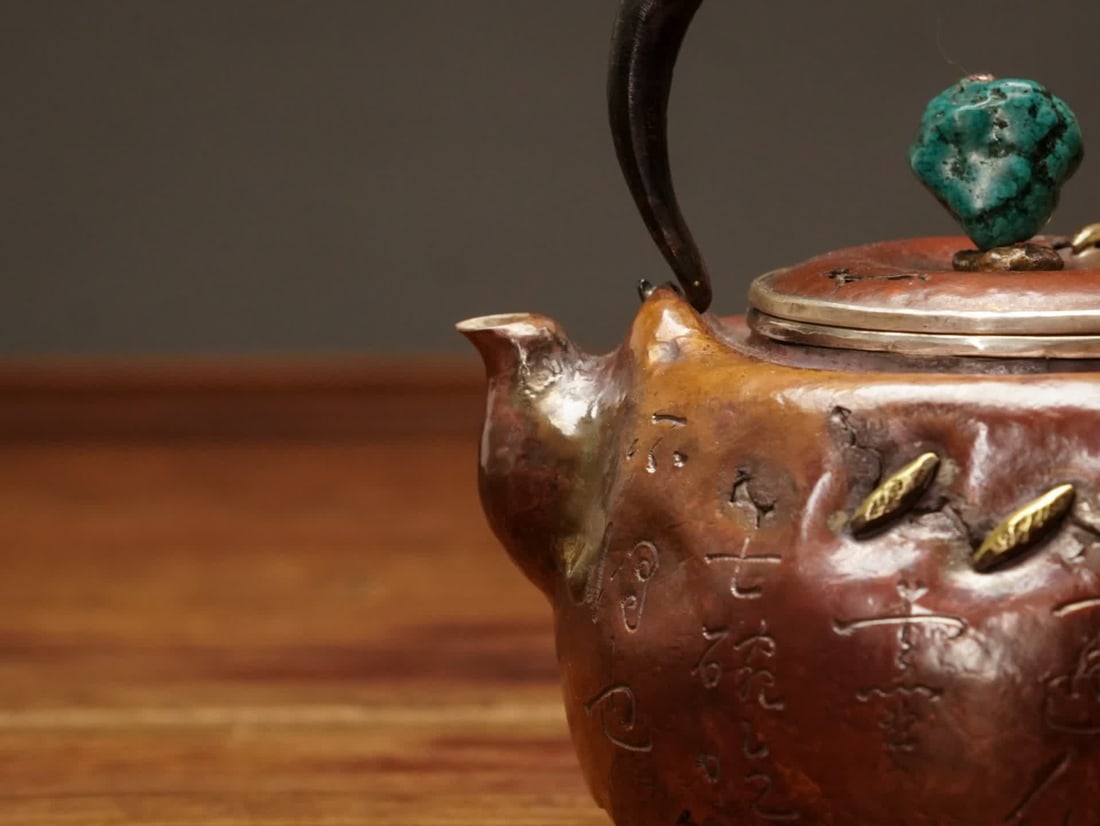 A Japanese copper-clad silver teapot - 6