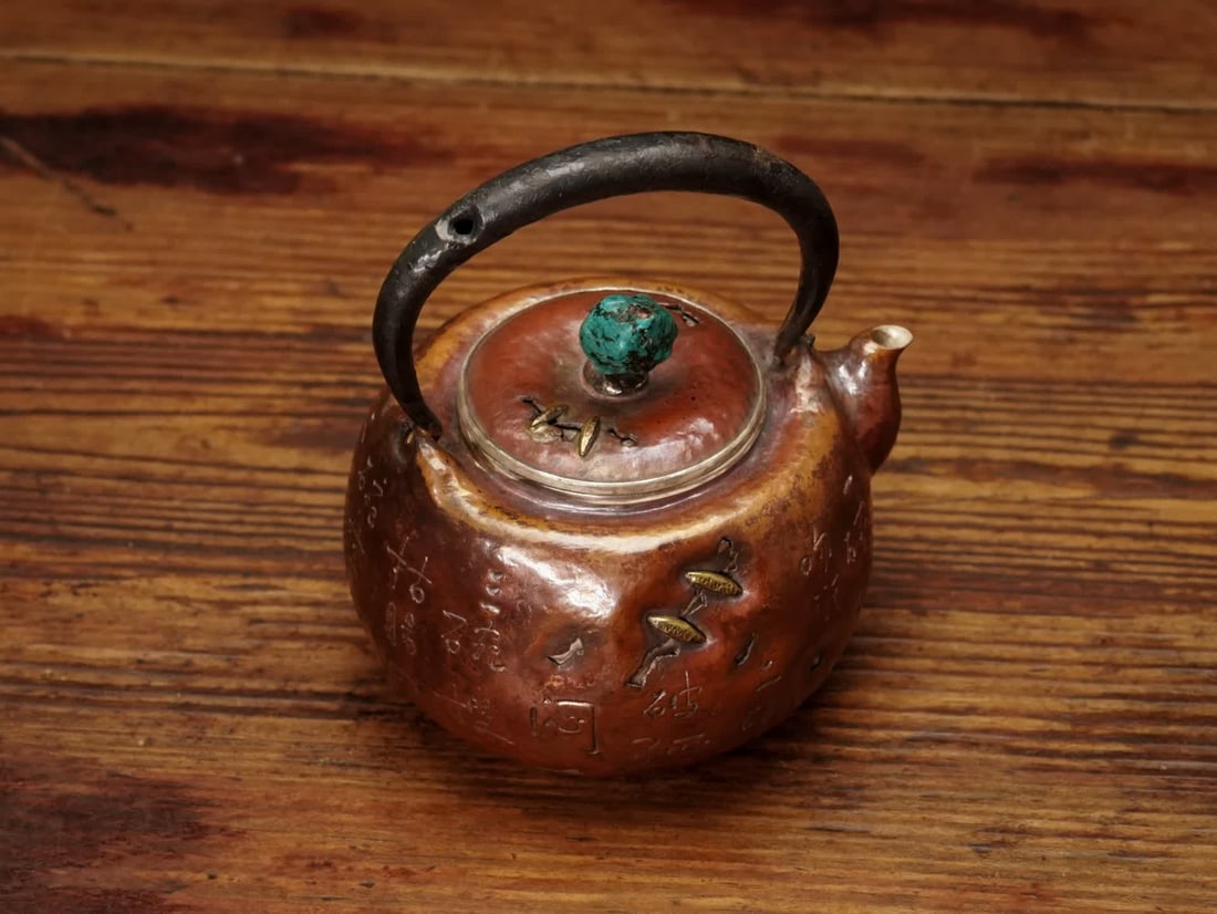 A Japanese copper-clad silver teapot - 7