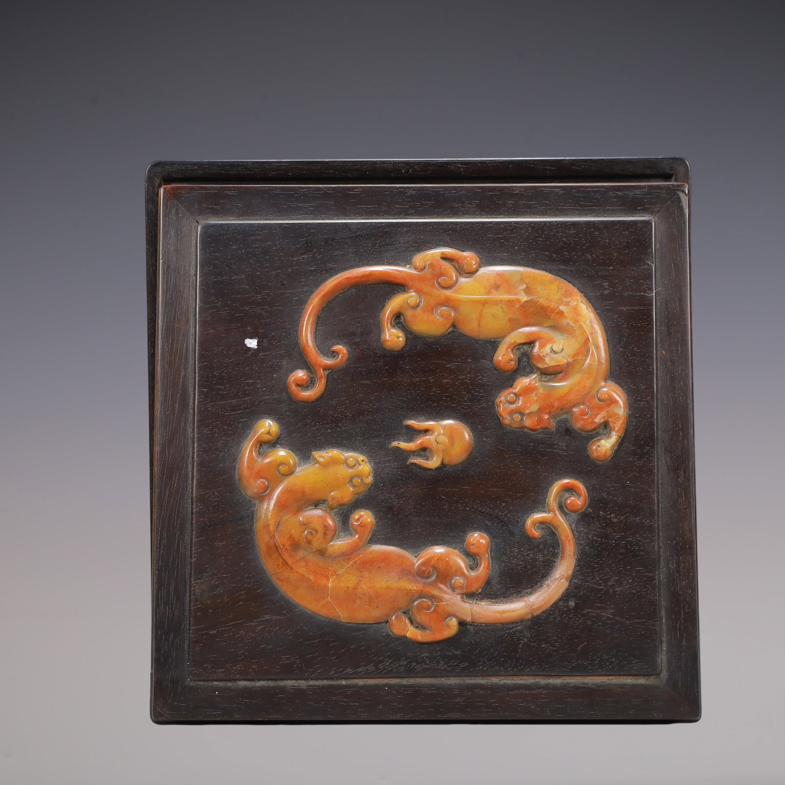 A Exquisite Zitanwood Auspicious Beast Pattern Box - 8