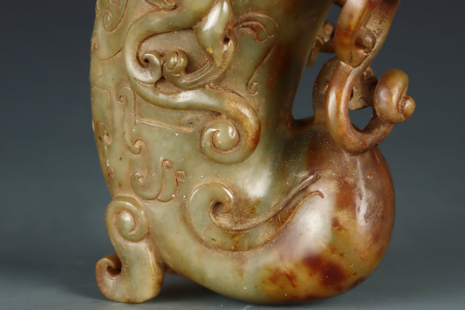 An Exquisite White Jade Chi-Dragon Pattern Beast-Face Pattern Cup - 7