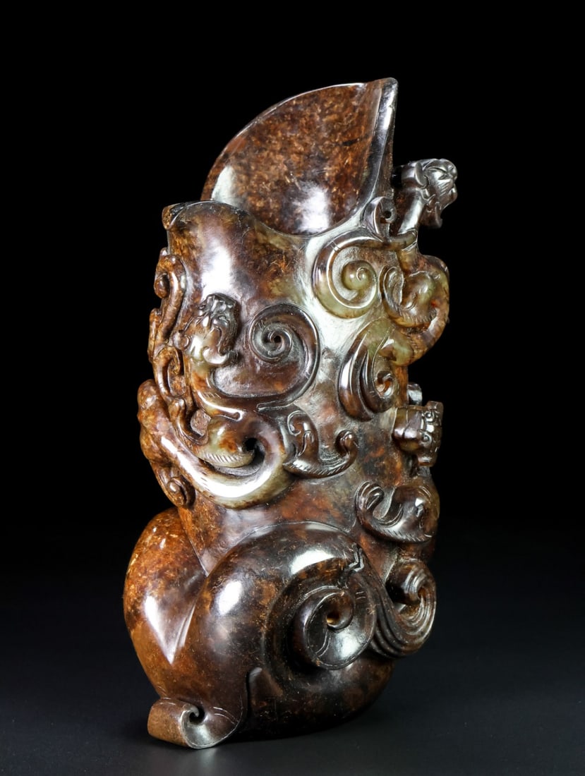 An Exquisite White Jade Chi-Dragon Pattern Goblet - 3