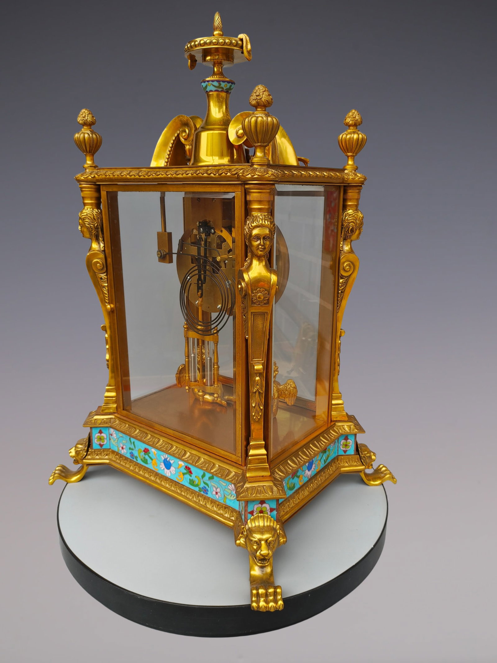 An Exquisite Gilt Bronze Lotus Pattern Clock - 4