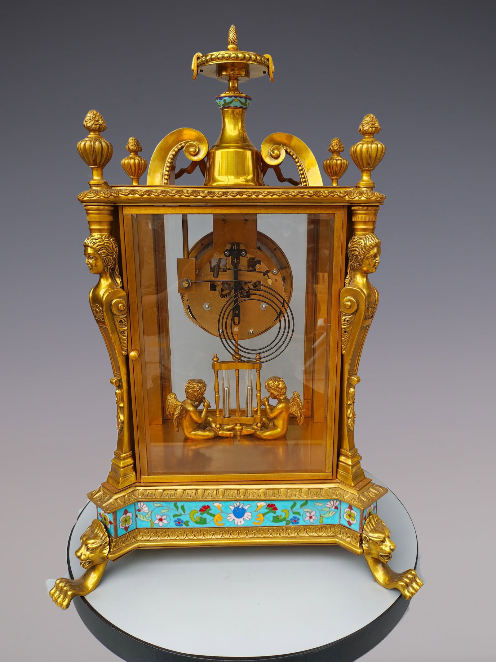 An Exquisite Gilt Bronze Lotus Pattern Clock - 5