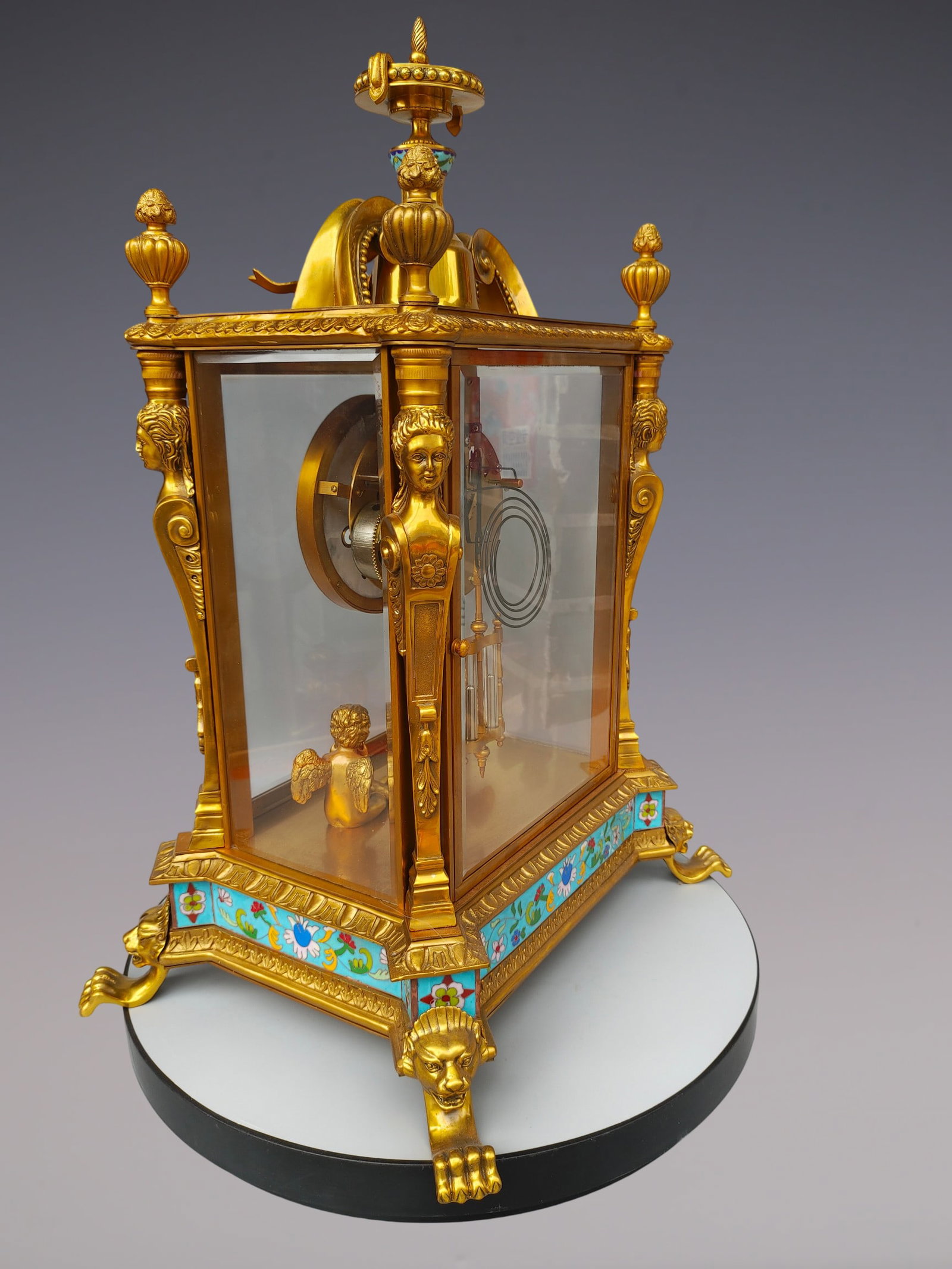 An Exquisite Gilt Bronze Lotus Pattern Clock - 6