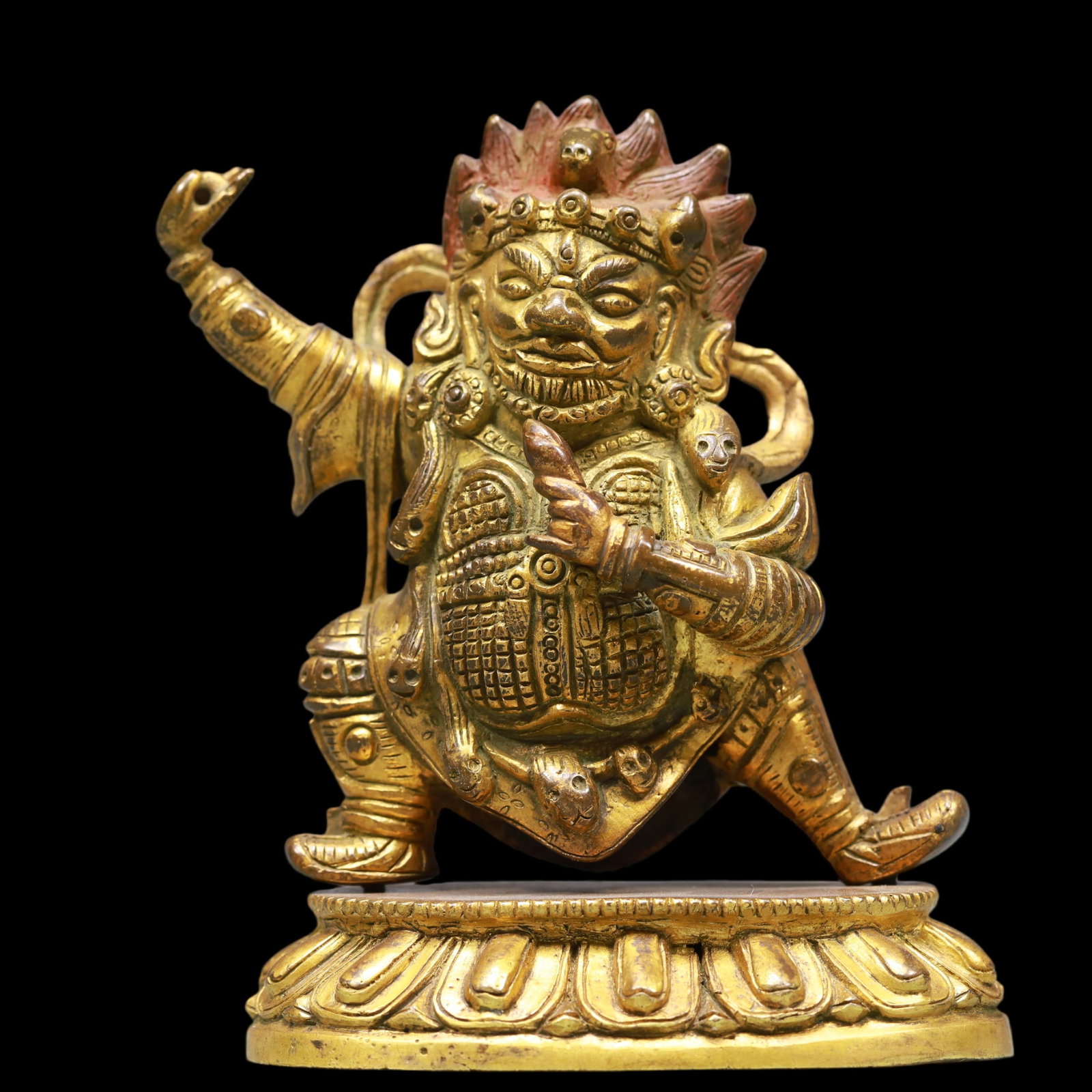 A Exquisite Gilt Bronze Statue of Mammon: A Exquisite Gilt Bronze Statue of Mammon Ming Dynasty, China Size:9cmx5.5cmx21cm Weight:500g (The Dimensions Of All Batches Are Manually Measured.If You Need More Detailed Information, Please Contact