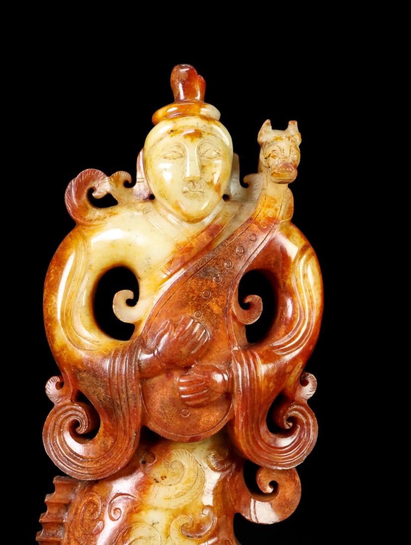 An Exquisite White Jade Figure Seal - 2