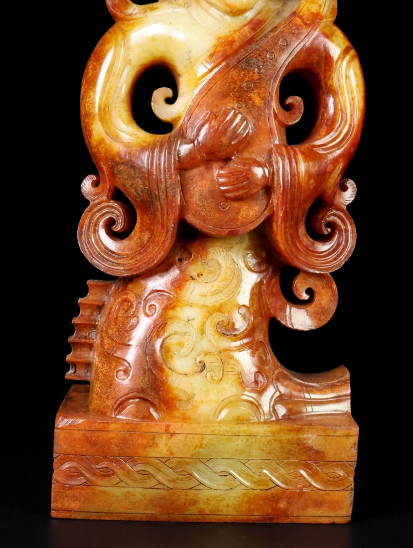 An Exquisite White Jade Figure Seal - 3