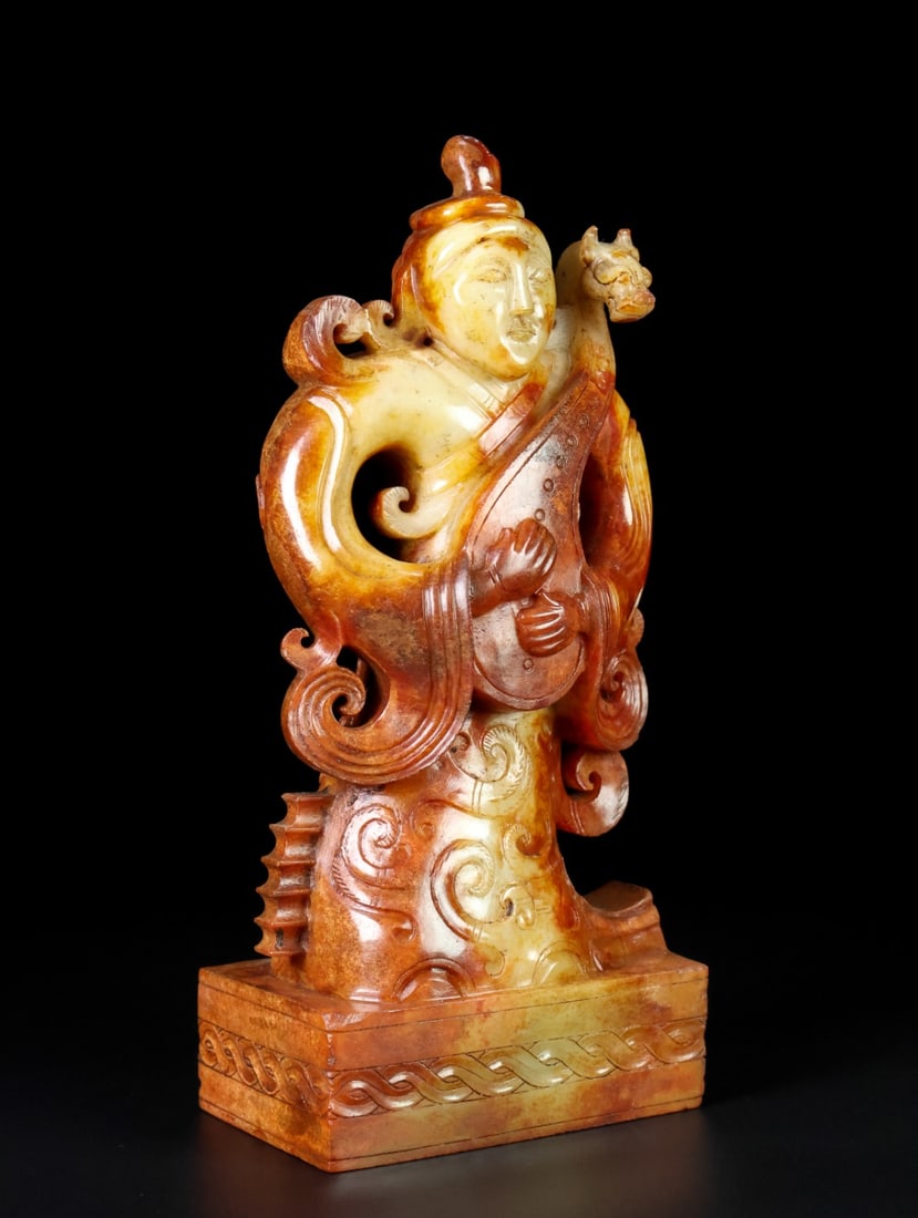 An Exquisite White Jade Figure Seal - 4