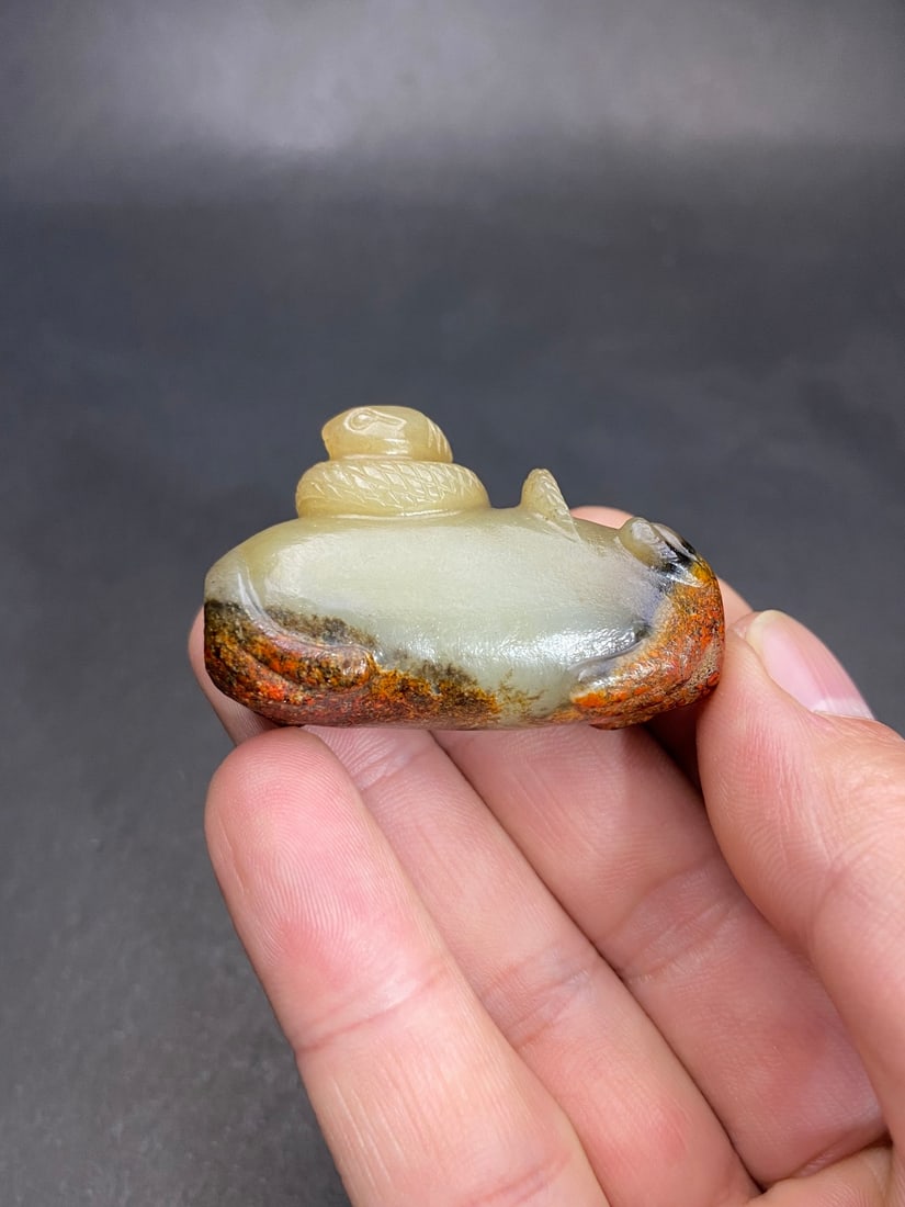 An Exquisite White Jade Snake Pattern Ornament - 9