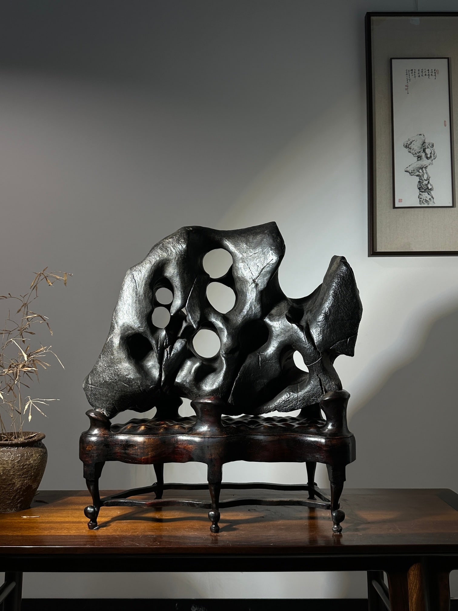An Exquisite Taihu Stone Ornament: An Exquisite Taihu Stone Ornament Qing Dynasty, China Size:70cmx64cmx25cm (The Dimensions Of All Batches Are Manually Measured.If You Need More Detailed Information, Please Contact Our Customer
