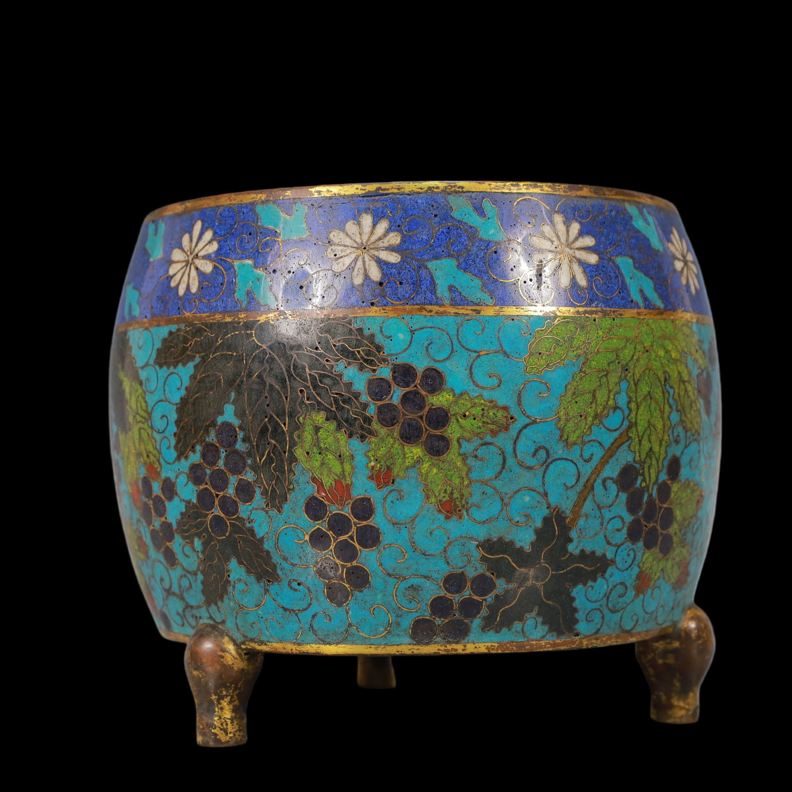 A Exquisite Cloisonne Grapes Pattern Tripod Censer - 5