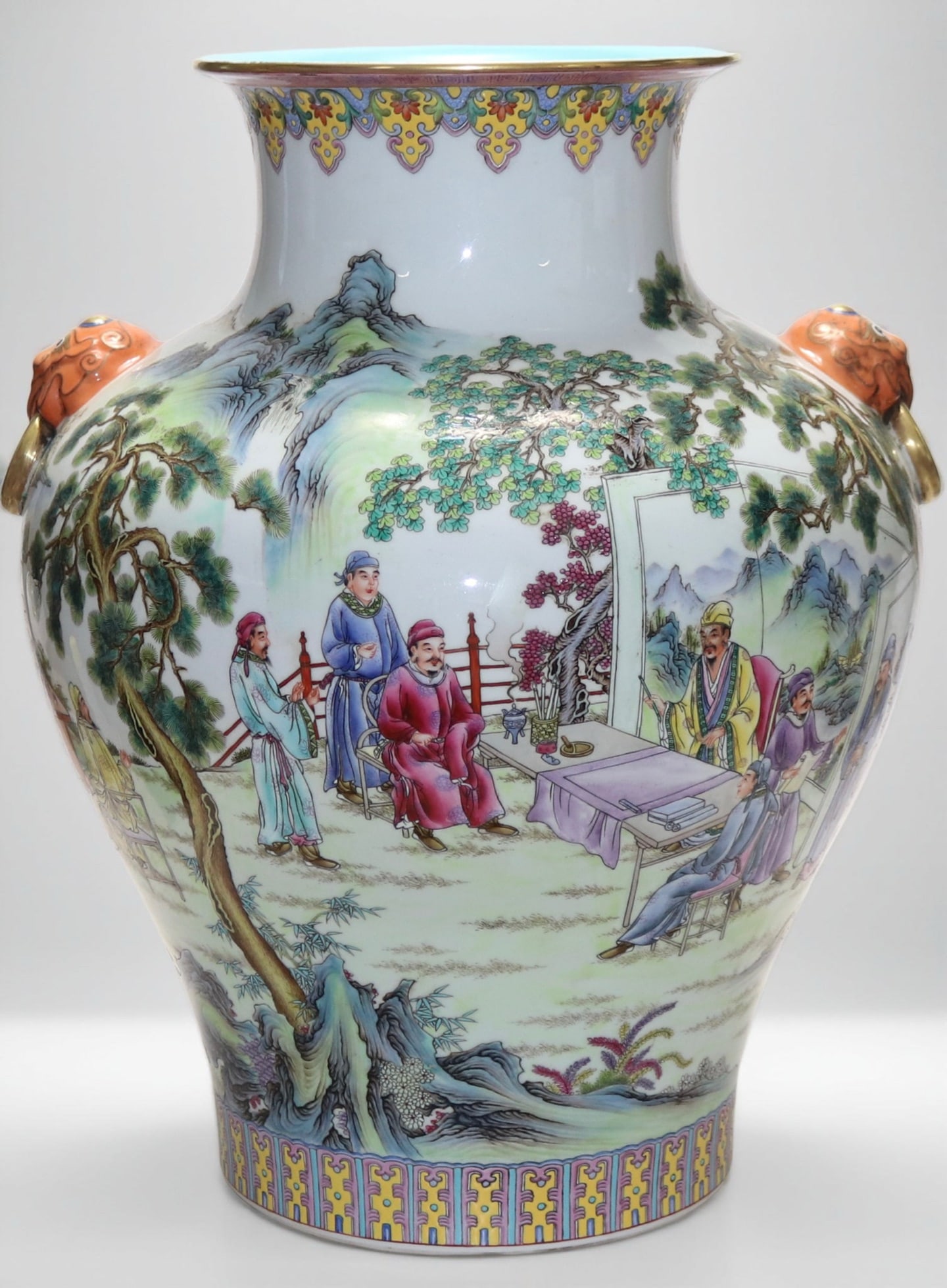 An Exquisite Famille-Rose Character and Story Pattern Double-Ears Vase: An Exquisite Famille-Rose Character and Story Pattern Double-Ears Vase Qing Dynasty, China Qianlong Six-character Mark Size:51.5cmx23.5cm (The Dimensions Of All Batches Are Manually Measured.If You Ne