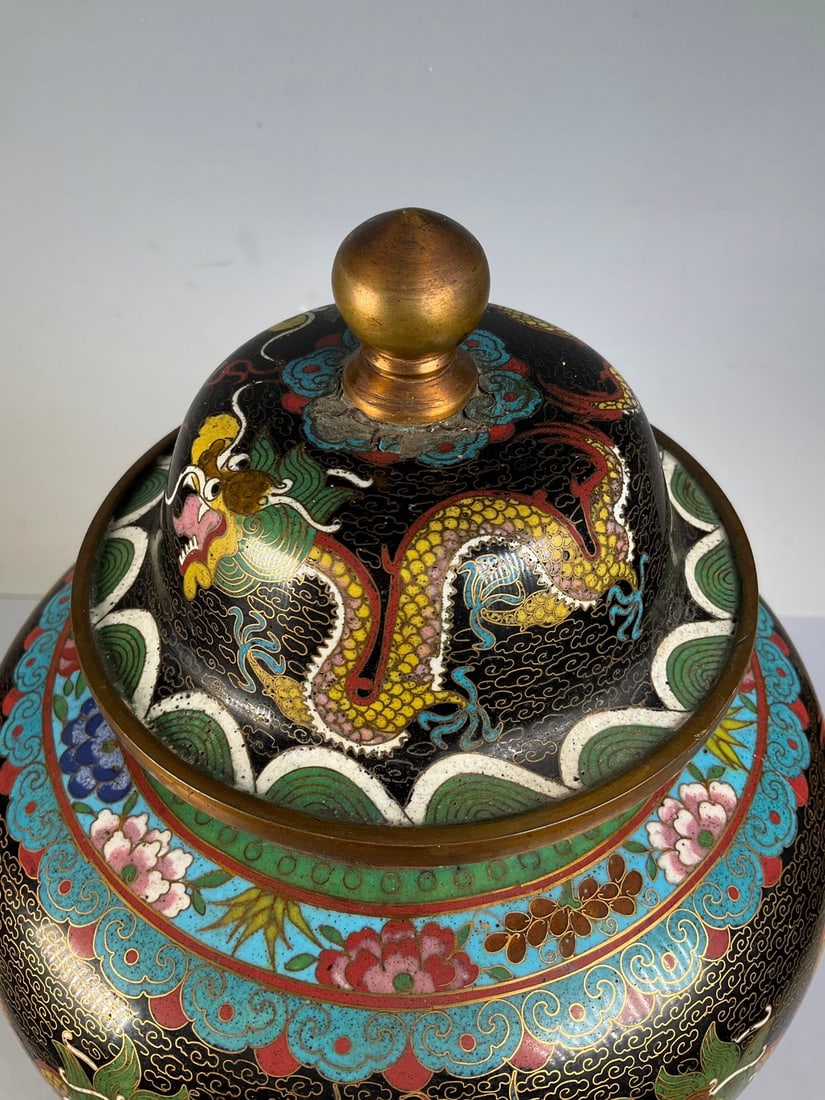 An Exquisite Cloisonne Dragon Pattern Flower Pattern Tea Caddy - 2